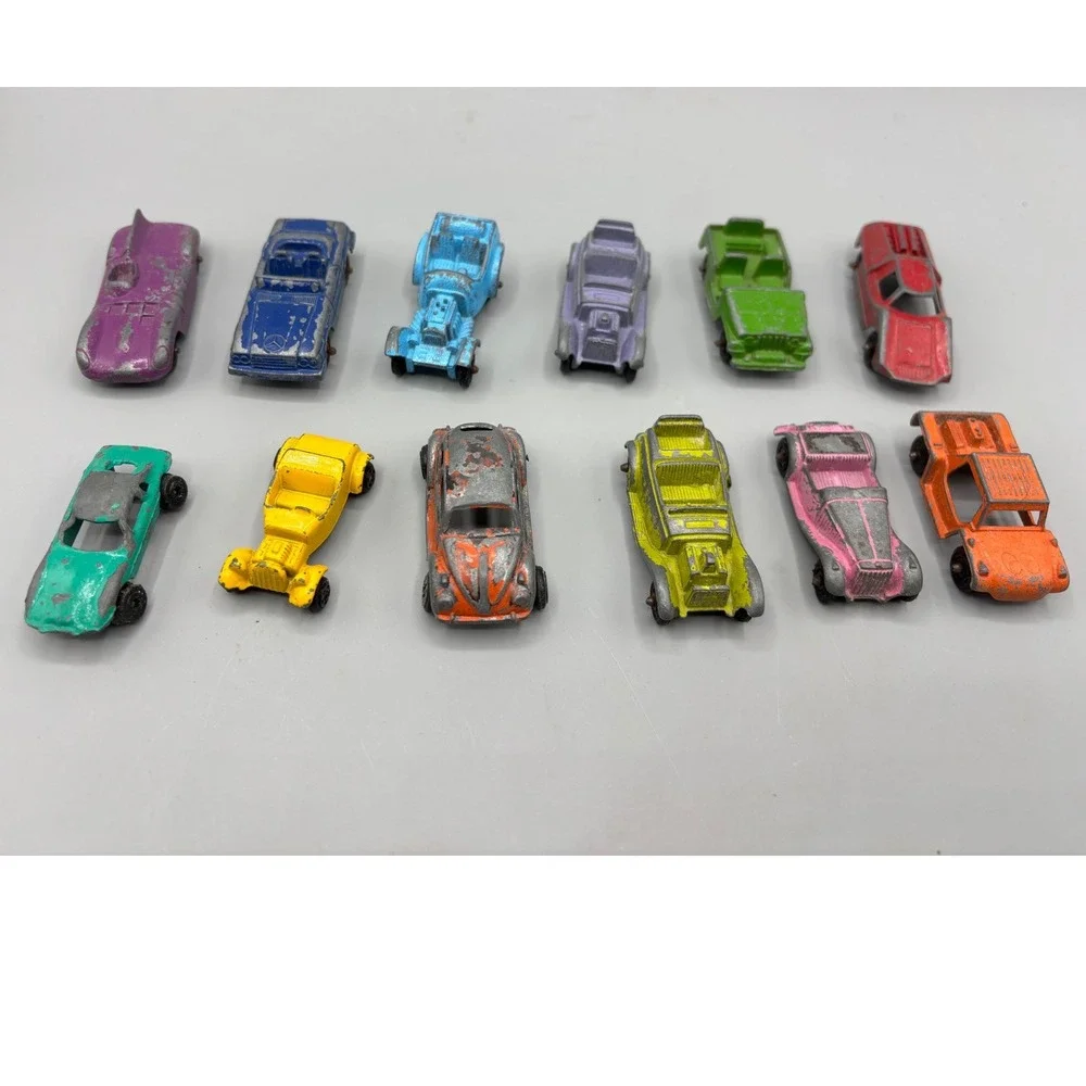 Vintage Diecast Miniature Tootsie Toy Cars Lot 12pc VW Beetle Mercedes Jeep